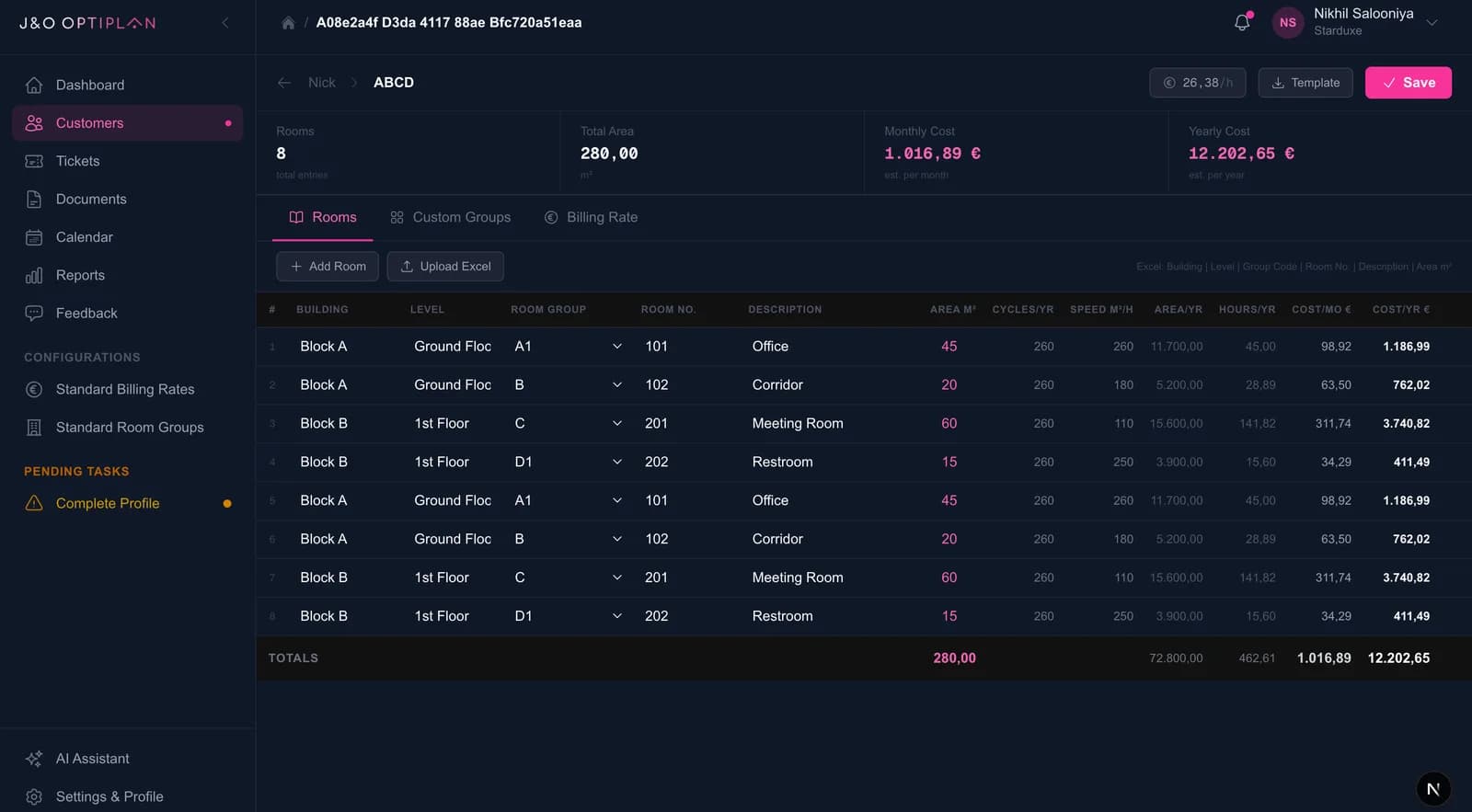 OptiPlan interface view 2
